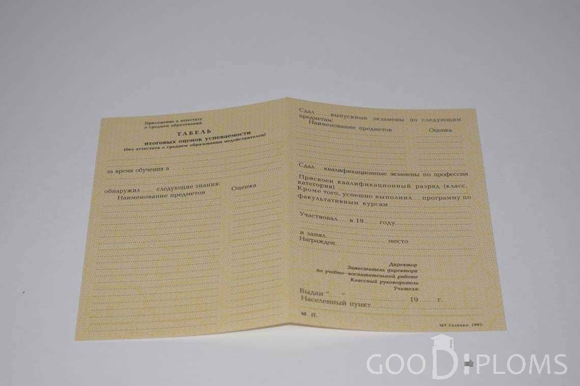 Приложение к Аттестату За 10 Класс период выдачи 1990-1993 -  Санкт-Петербург